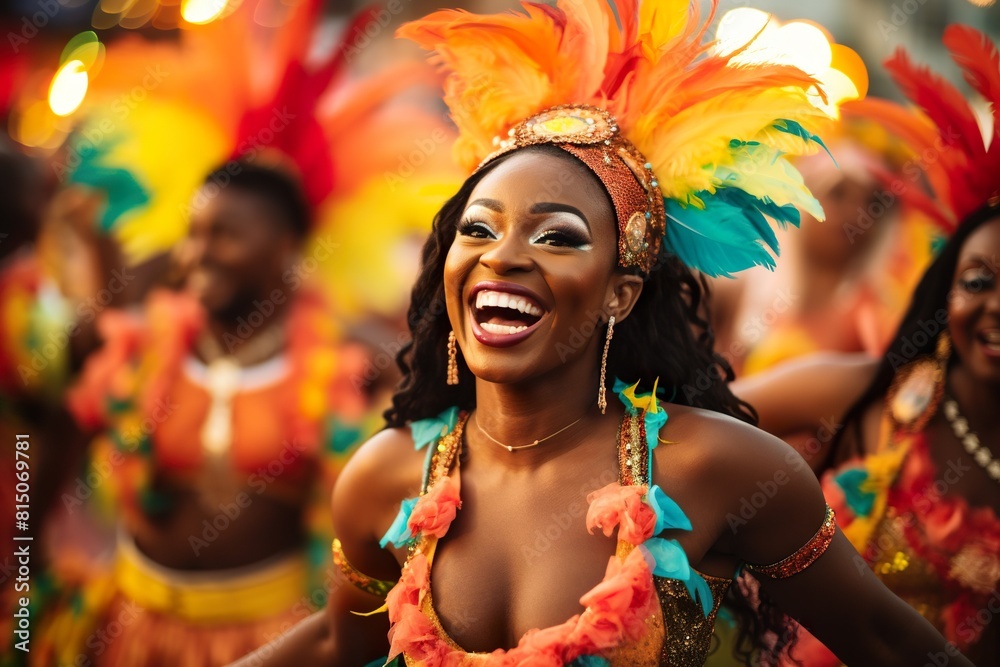 beautiful brazilian samba dancer dancing in a carnival