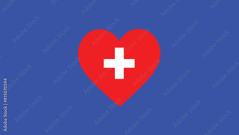 Fototapeta premium Switzerland Emblem Heart European Nations 2024 Teams Countries European Germany Football Symbol Logo Design Vector Illustration
