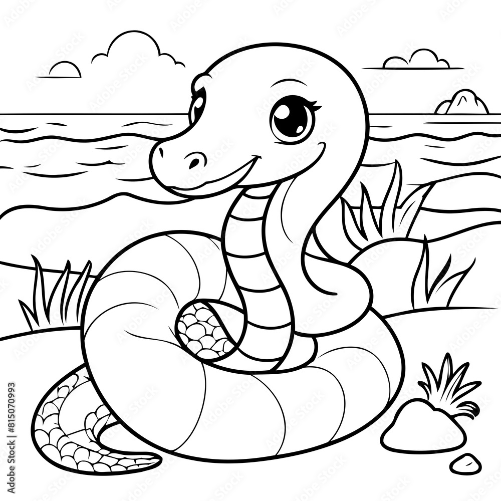Fototapeta premium Cute Snake for toddlers coloring book