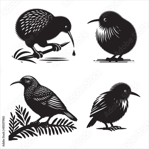 Kiwi bird silhouette vector icon graphic logo ai generated design photo
