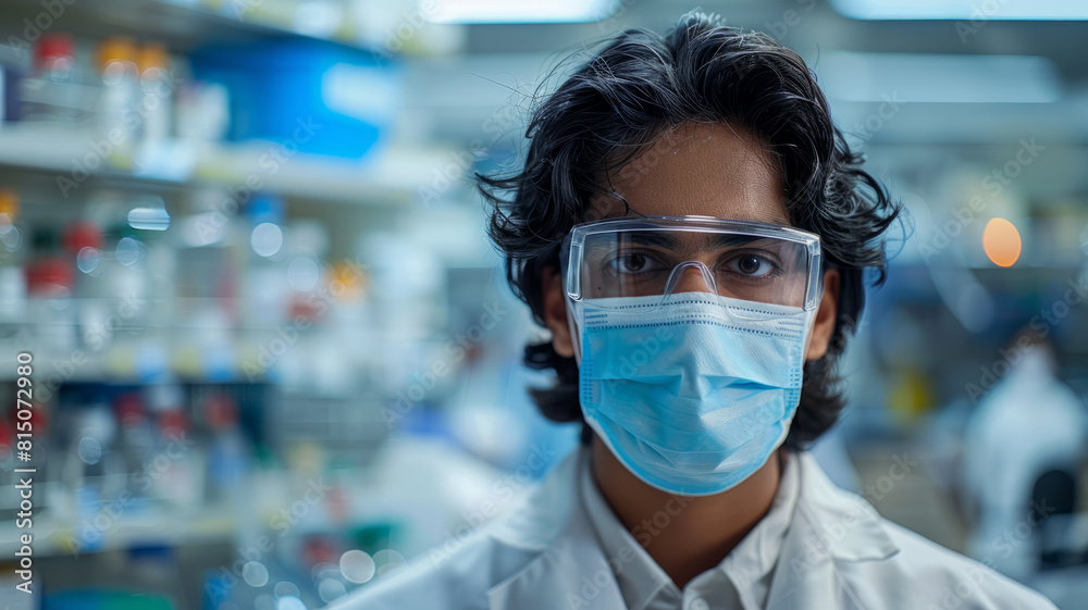 Young male scientist in a lab. Young male scientist in a lab.
