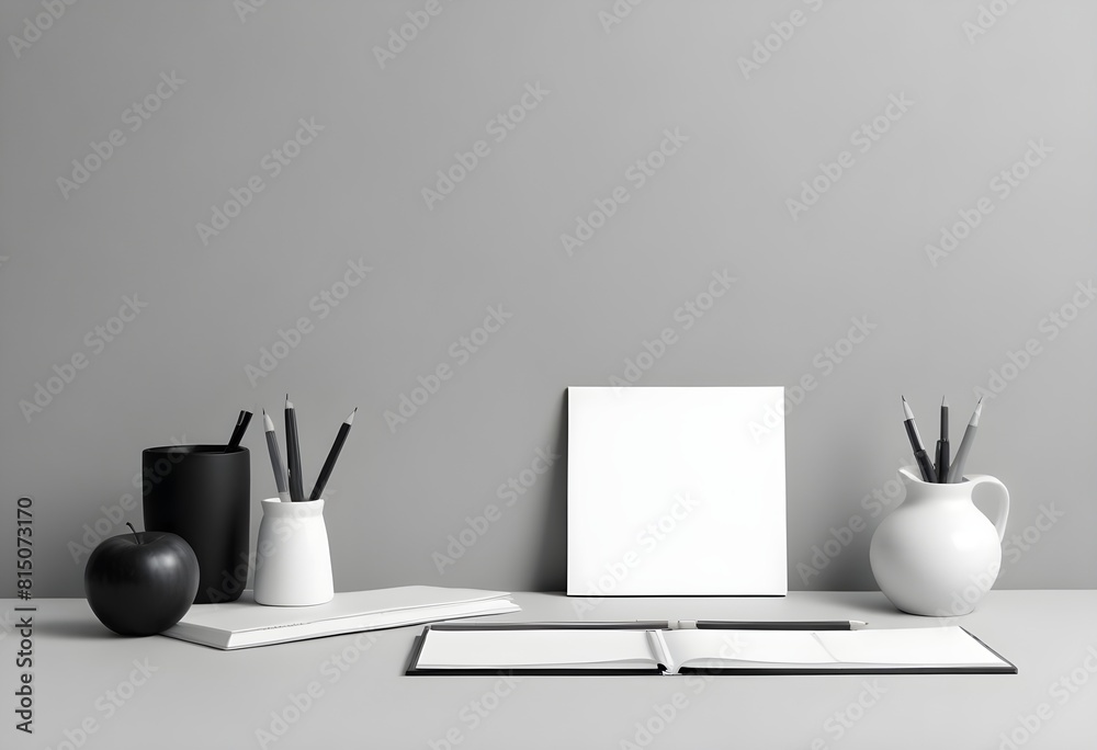 a picture of three vases on a table with a white box in the corner