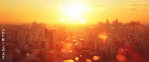 Summer Sun Blur Golden Hour Sky Sunset With City Rooftop View Background  Background
