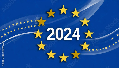 European elections June 9, 2024. EU stars with European flag.