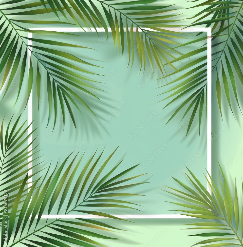 Fototapeta premium Square Frame Among Palm Leaves