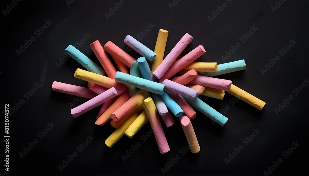A colorful crayon is laying on a black background A colorful crayon is laying on a black background