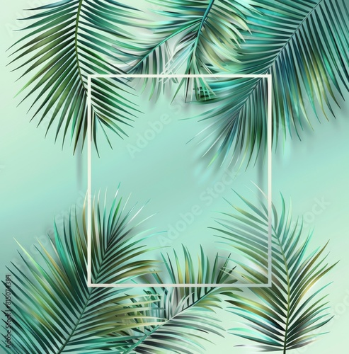 Square Frame Among Palm Leaves