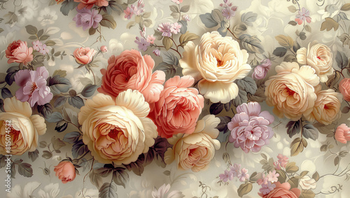 White and pink flowers background for graphics use. Created with Ai