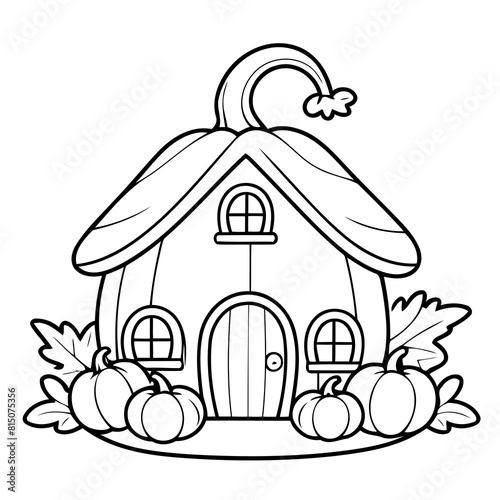 Adorable Pumpkin house drawing for toddlers