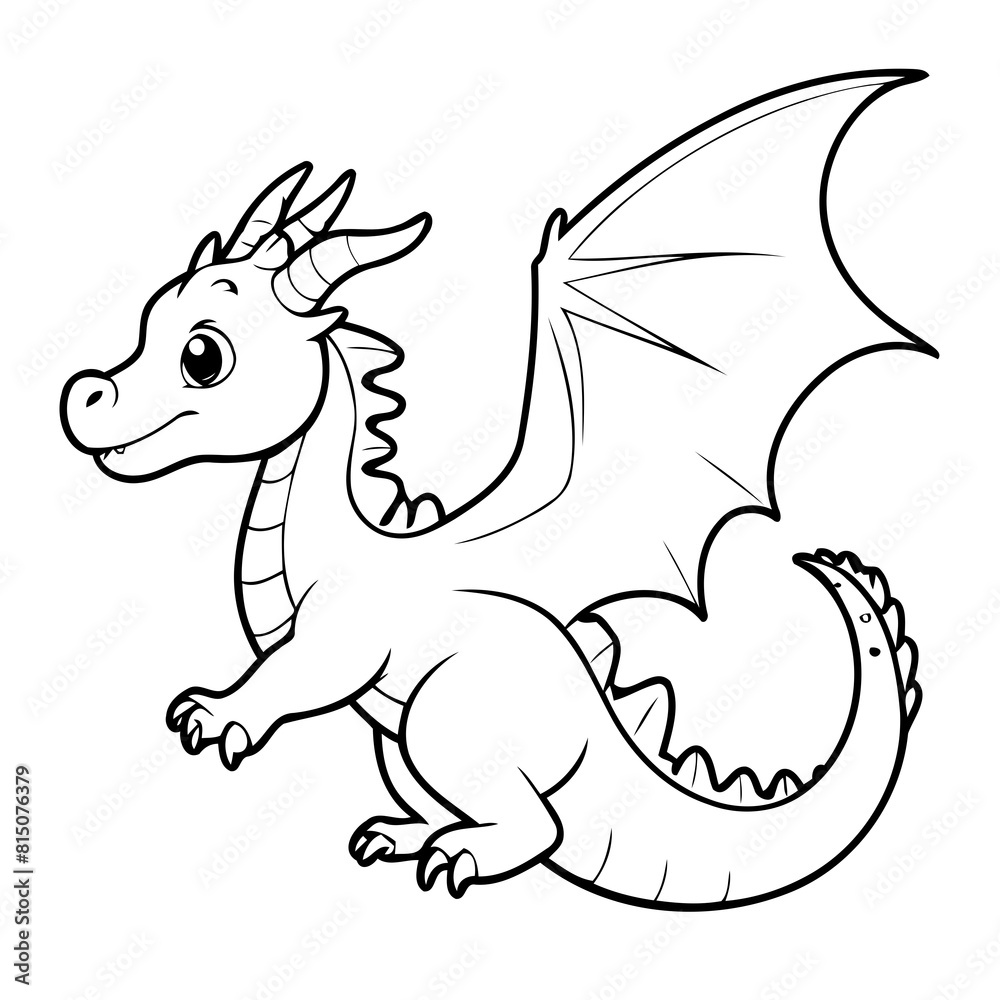 Funny Dragon drawing colouring book cover design