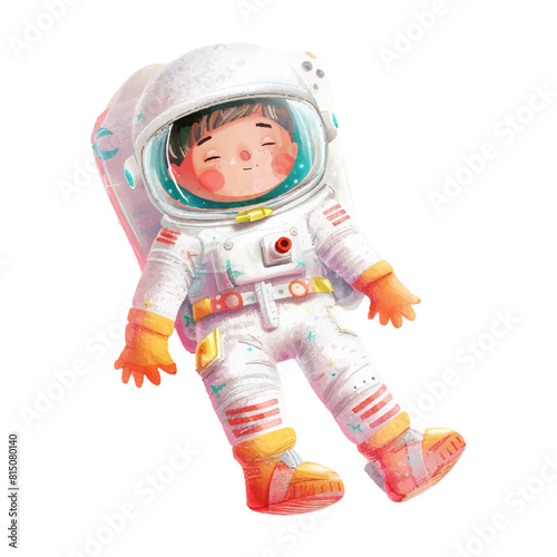 cute astronaut floating white background (14) © Finkha