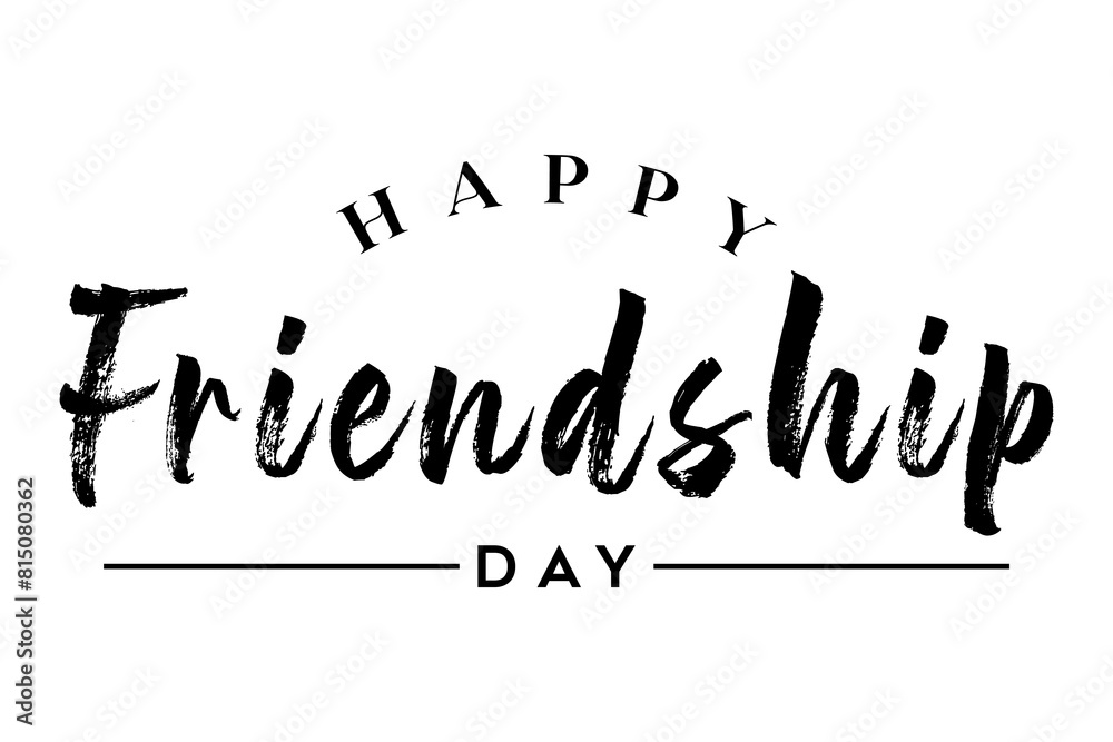 Happy friendship day lettering text vector illustration.