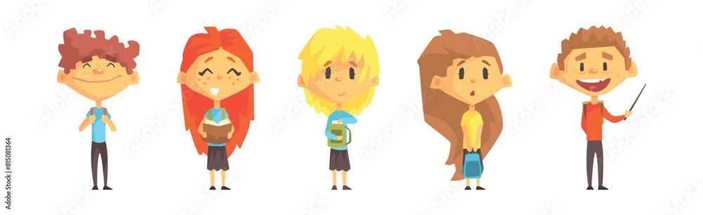 Little Kid First Grader and Primary School Pupil Vector Set Little Kid First Grader and Primary School Pupil Vector Set