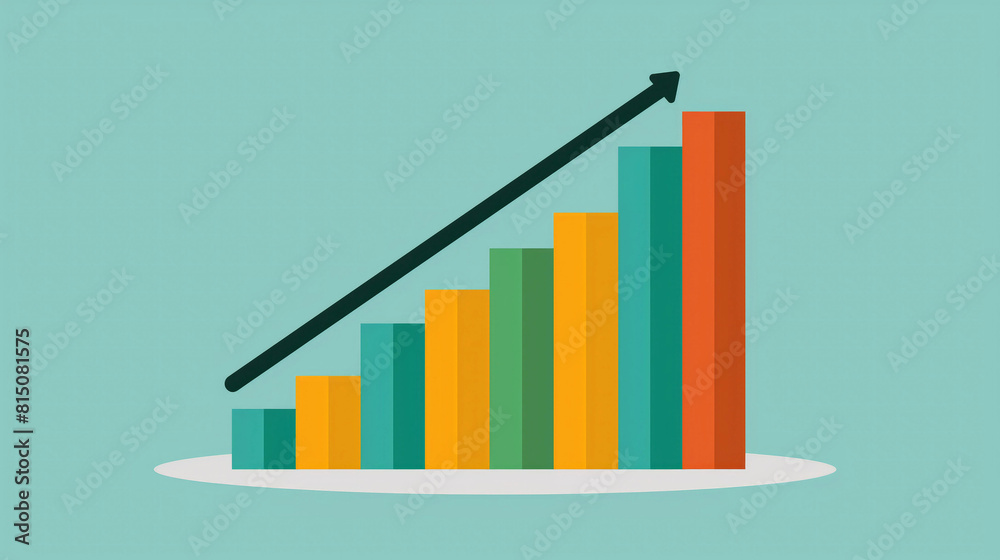 Rising bar chart on light green background Rising bar chart on light green background