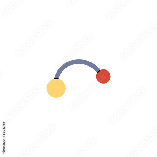 Vector illustration of a round earring made of steel and titanium on a white background