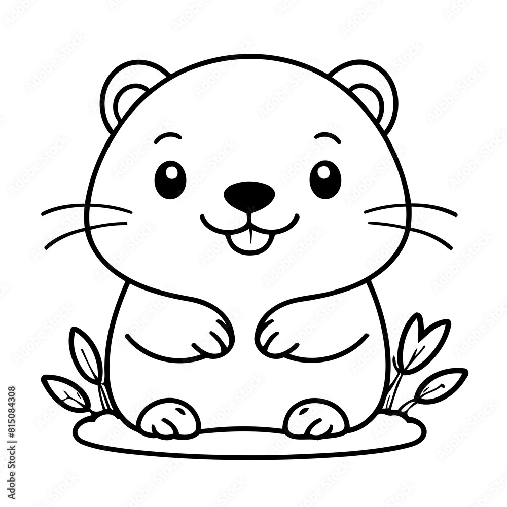 Simple vector illustration of beaver drawing for children page Simple vector illustration of beaver drawing for children page