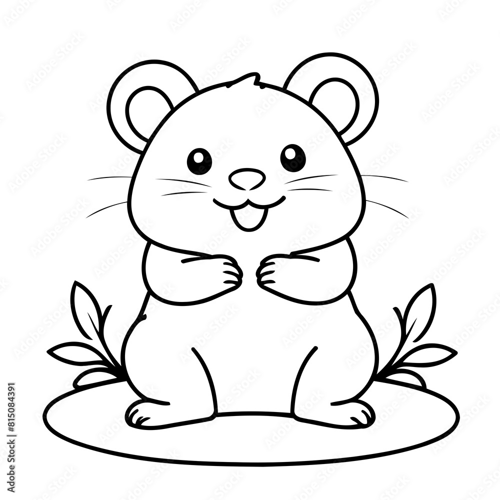 Cute vector illustration Hamster drawing for toddlers colouring page Cute vector illustration Hamster drawing for toddlers colouring page