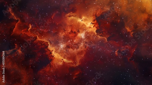 The fantastic image of a red nebula in deep space.