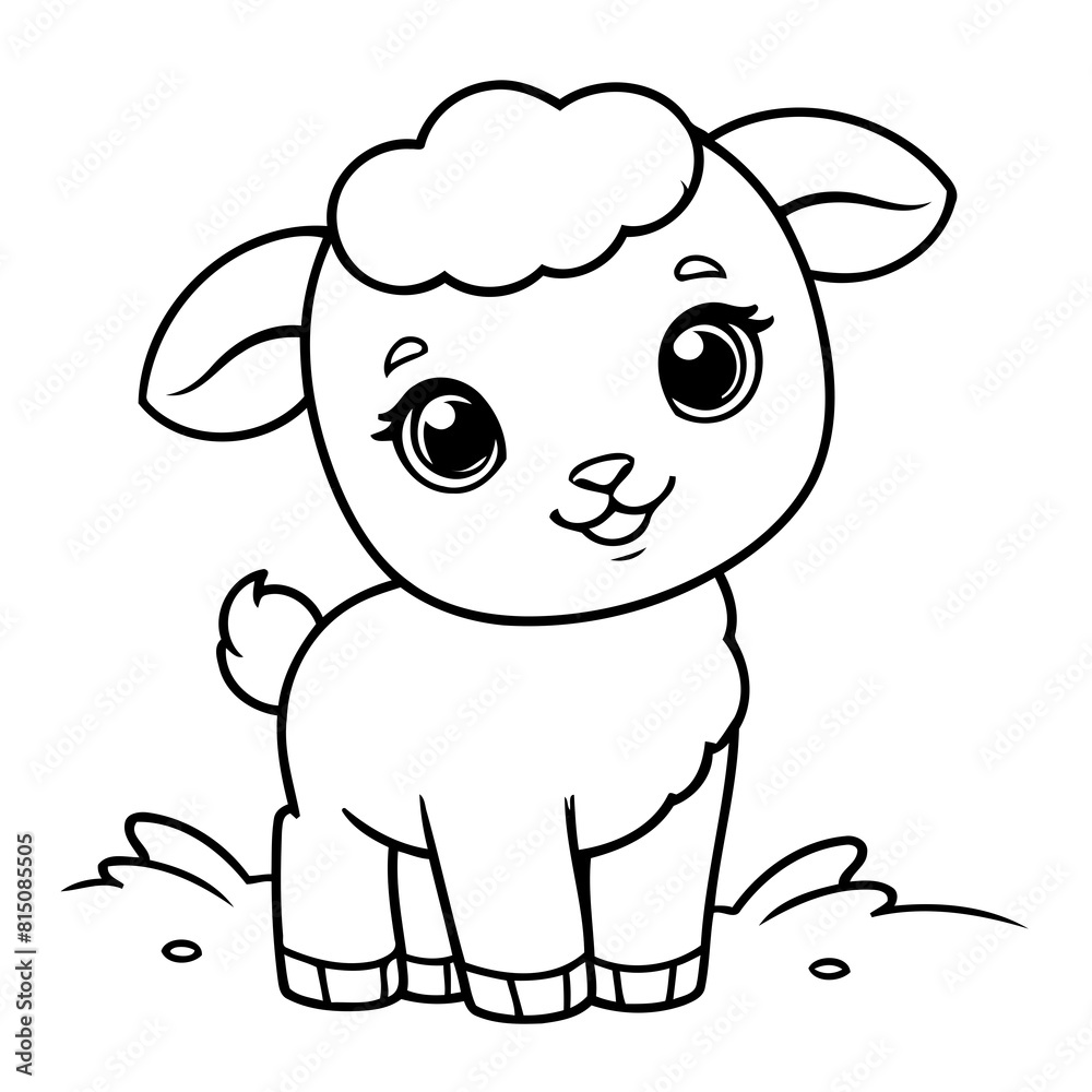 Cute vector illustration Lamb hand drawn for kids coloring page Cute vector illustration Lamb hand drawn for kids coloring page