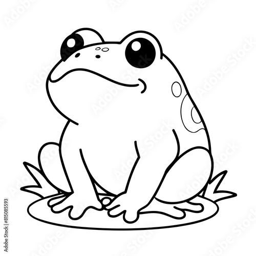 Cute vector illustration Frog doodle black and white for kids page