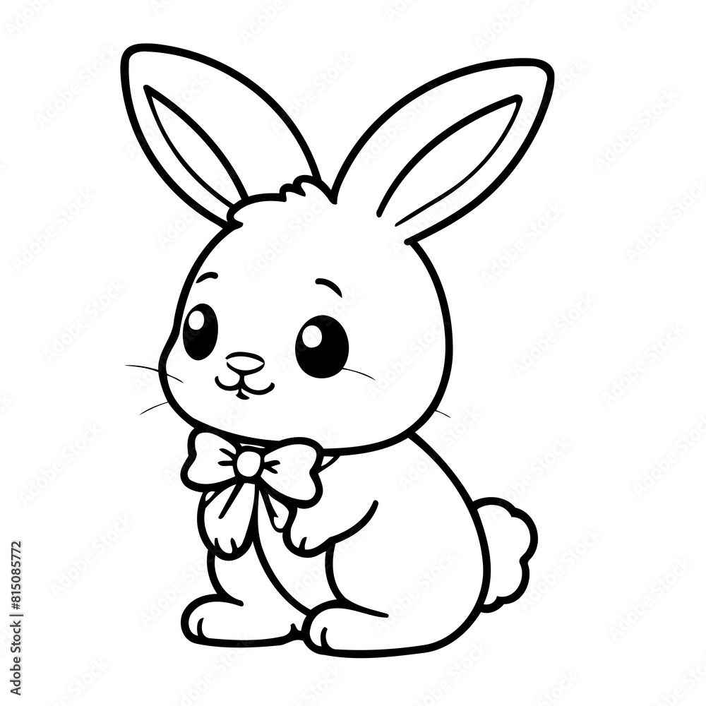 Cute vector illustration Bunny drawing colouring activity Cute vector illustration Bunny drawing colouring activity