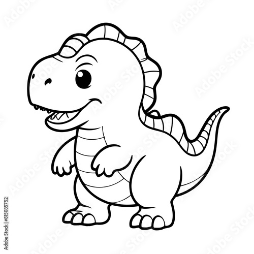 Vector illustration of a cute TRex doodle for toddlers colouring page