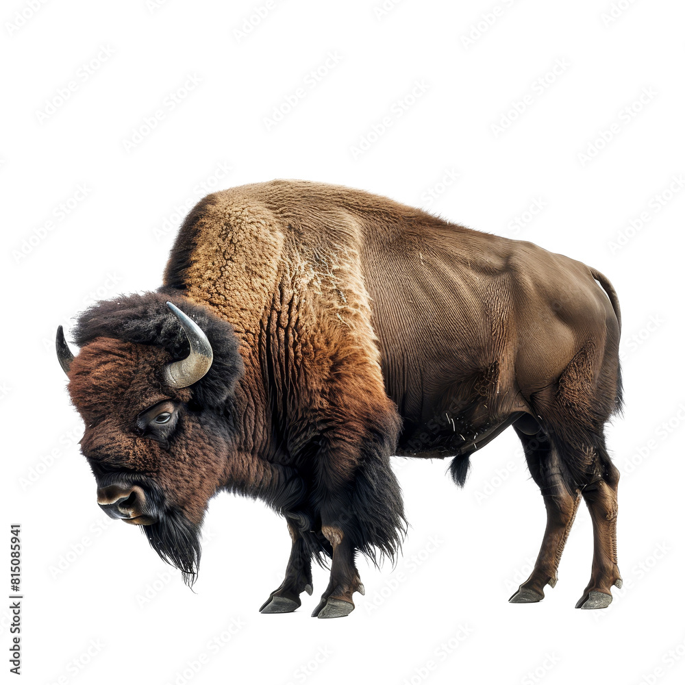 An American bison is standing on a clean Png background, a american bison isolated on transparent background An American bison is standing on a clean Png background, a american bison isolated on transparent background