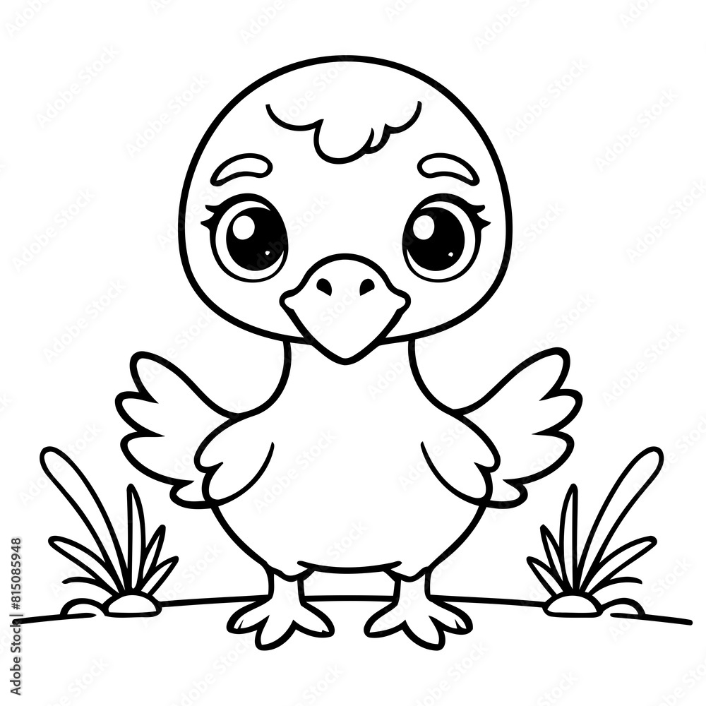 Obraz premium Cute vector illustration Dodo drawing for toddlers coloring activity