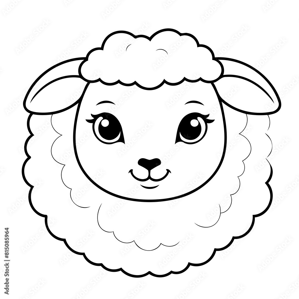 Vector illustration of a cute Sheep doodle for kids colouring page Vector illustration of a cute Sheep doodle for kids colouring page