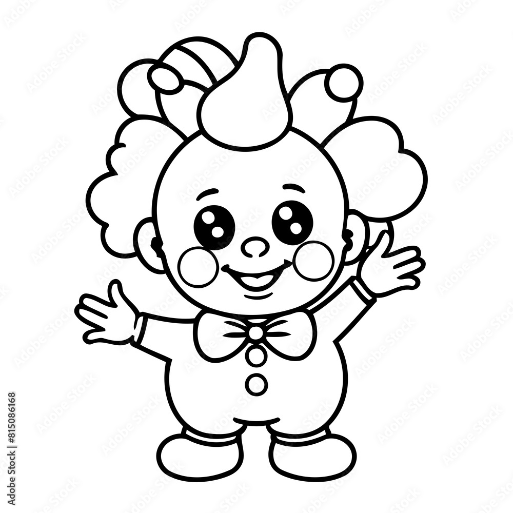 Simple vector illustration of Clown drawing for children page Simple vector illustration of Clown drawing for children page