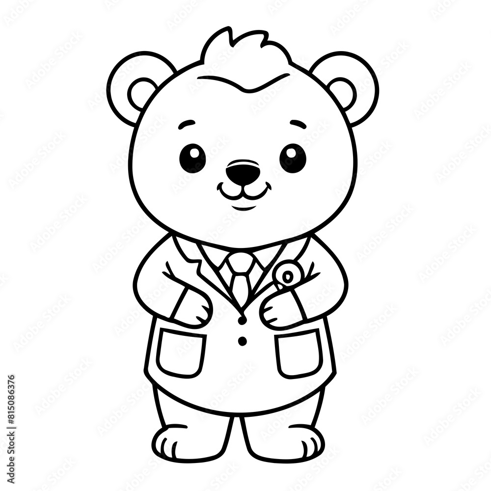 Simple vector illustration of Bear colouring page for kids Simple vector illustration of Bear colouring page for kids