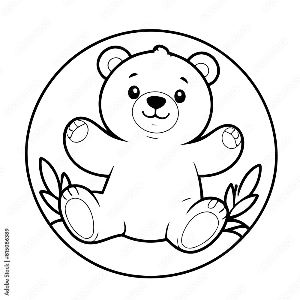 Obraz premium Cute vector illustration Bear doodle for kids colouring page