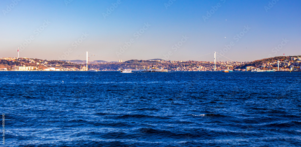 View of the bosphorus bridge, istanbul turkey View of the bosphorus bridge, istanbul turkey