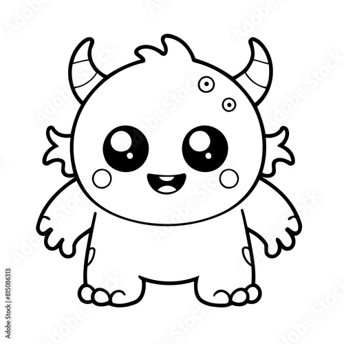 Simple vector illustration of Monster drawing for toddlers coloring activity