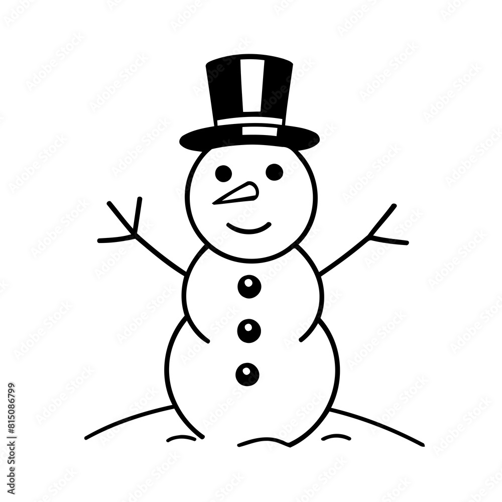 Vector illustration of a cute Snowman drawing for toddlers book Vector illustration of a cute Snowman drawing for toddlers book
