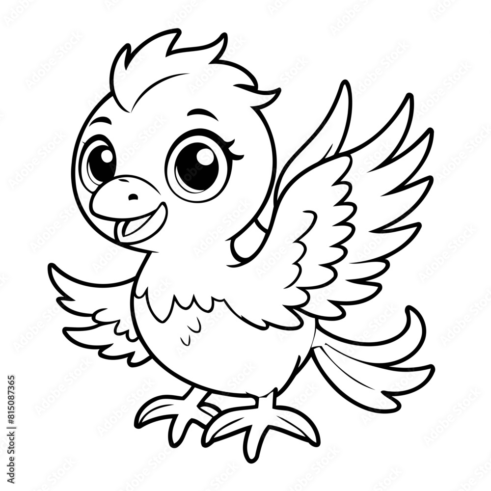 Fototapeta premium Cute vector illustration phoenix for kids colouring page