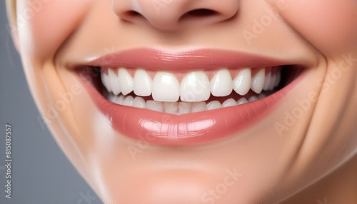 Dental Care   A close-up of a woman s smiling mouth with perfectly white teeth
