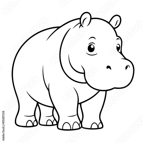 Simple vector illustration of hippo for children colouring activity © meastudios