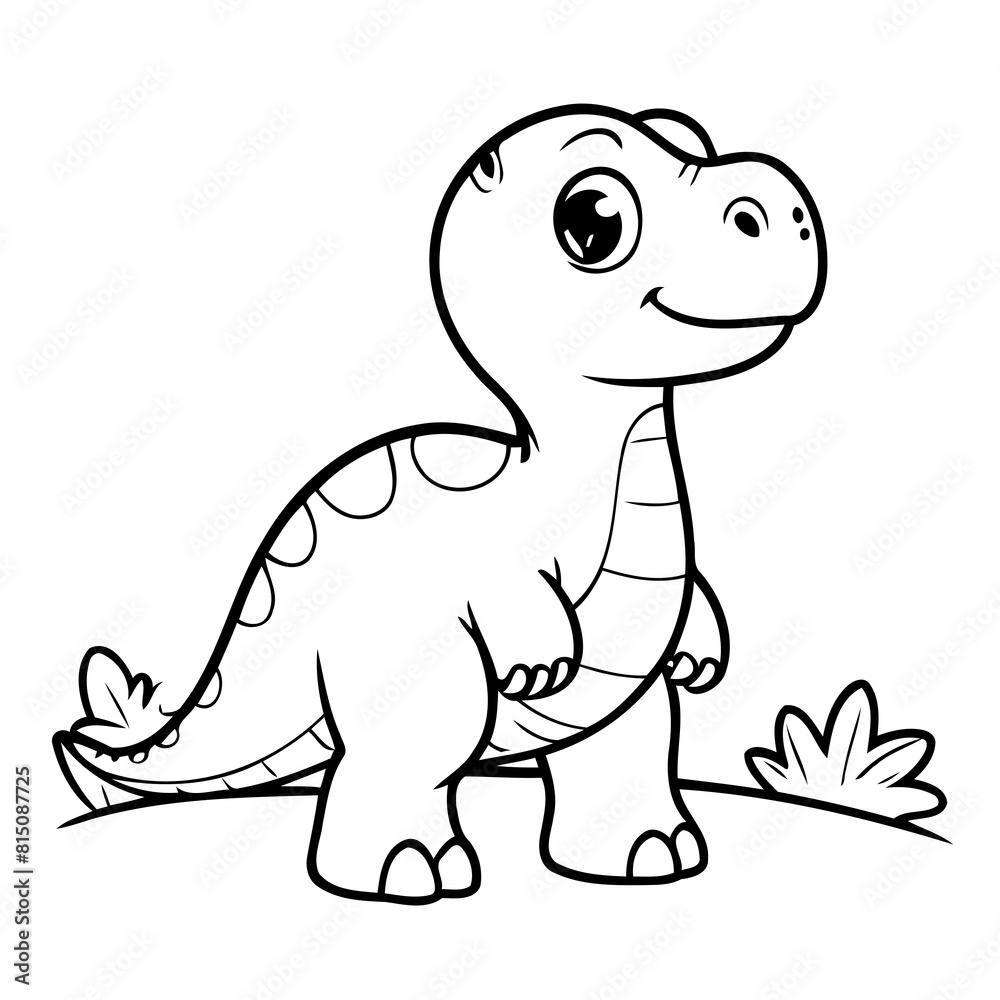 Obraz premium Simple vector illustration of Dino drawing for kids page