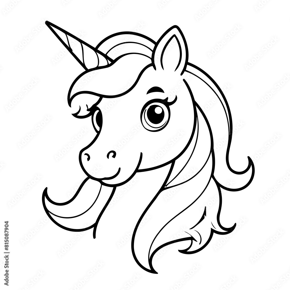 Simple vector illustration of Unicorn colouring page for kids
