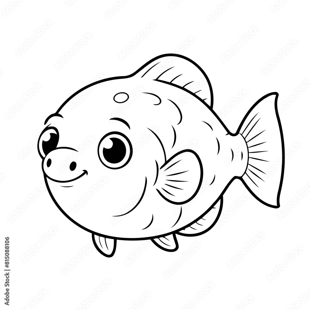 Fototapeta premium Cute vector illustration Blobfish drawing for toddlers book