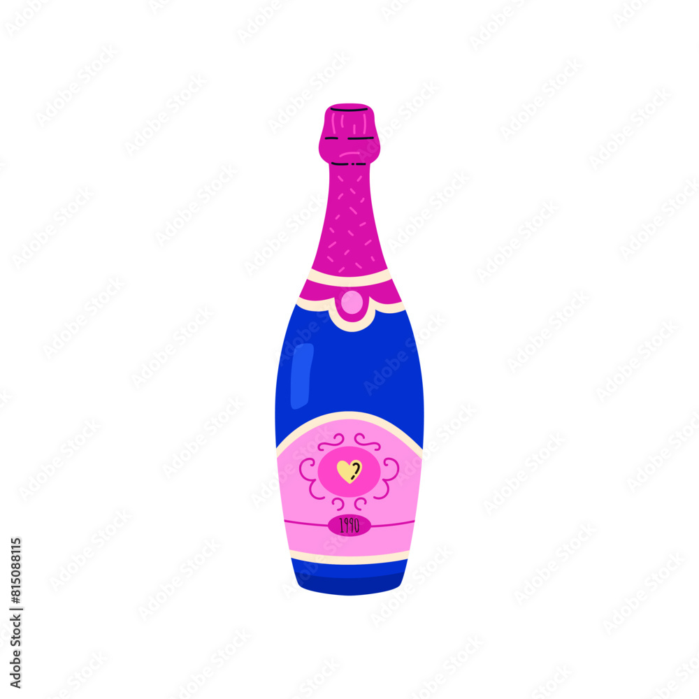 Vector illustration of a wine bottle in an elegant label on a white background. Vector illustration of a wine bottle in an elegant label on a white background.