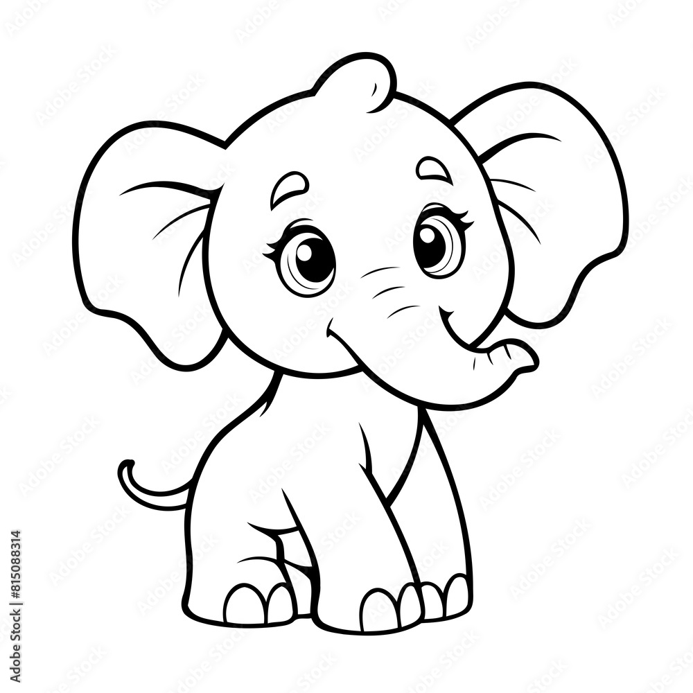 Simple vector illustration of Elephant for kids colouring worksheet Simple vector illustration of Elephant for kids colouring worksheet