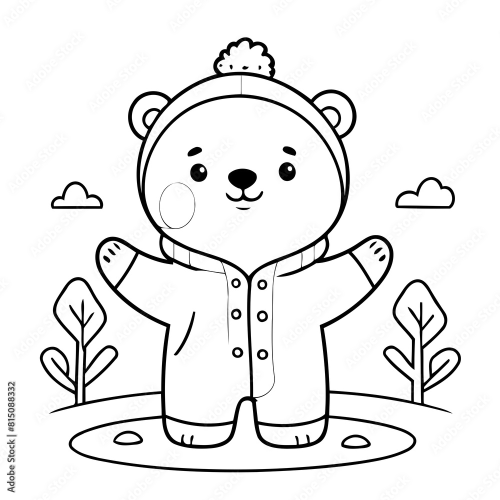 Obraz premium Vector illustration of a cute Polarbear drawing for toddlers coloring activity