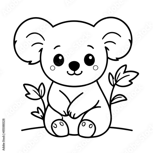 Simple vector illustration of Koala for kids coloring page