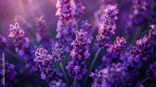 Closeup of blooming lavender with a soft focus  capturing the plant s natural beauty