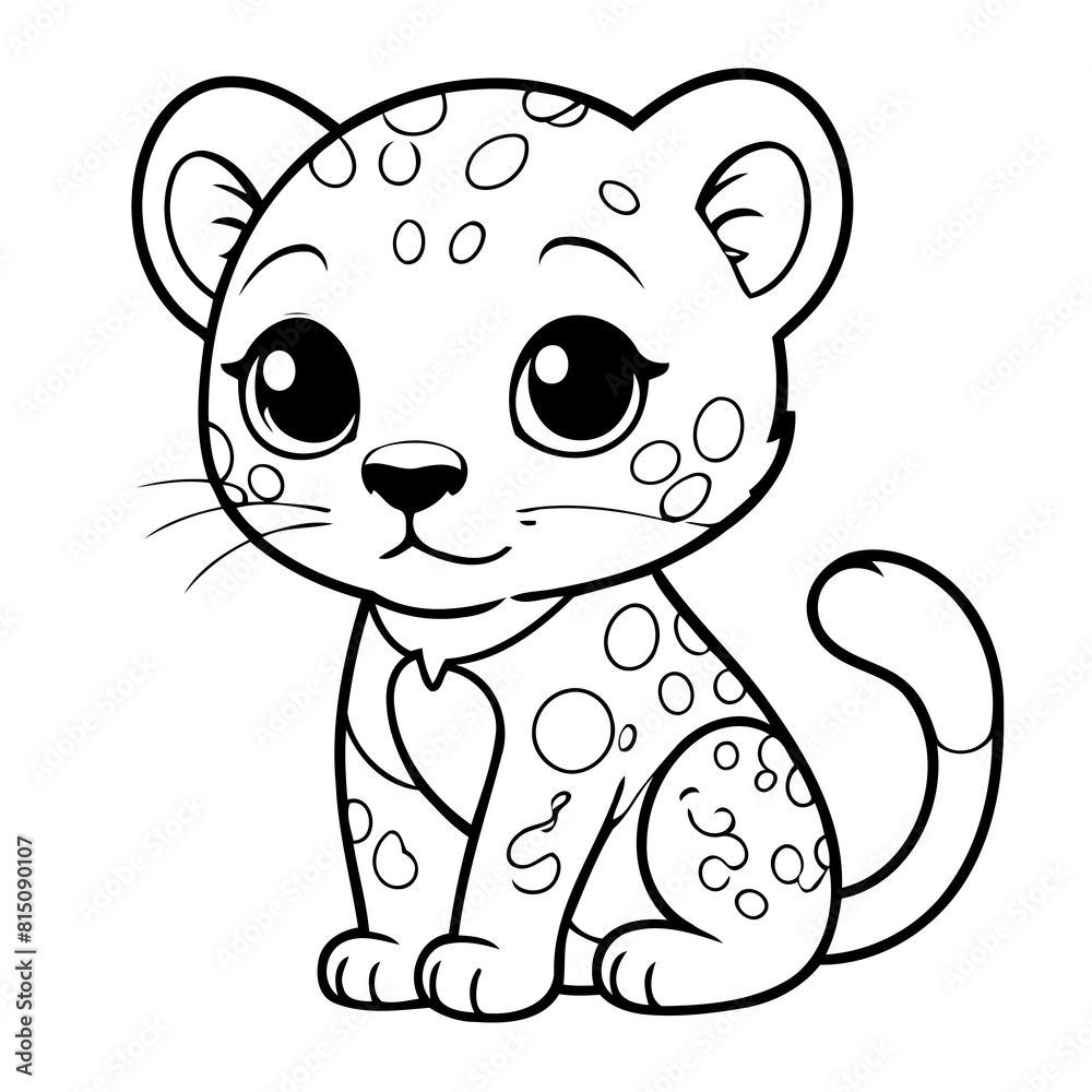 Vector illustration of a cute cheetah doodle for toddlers worksheet Vector illustration of a cute cheetah doodle for toddlers worksheet