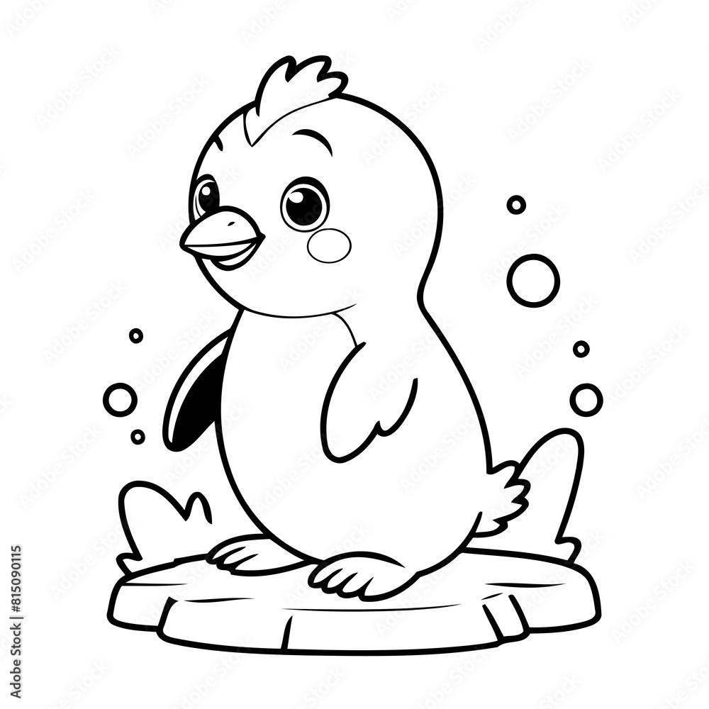 Cute vector illustration Penguin drawing for kids colouring page Cute vector illustration Penguin drawing for kids colouring page