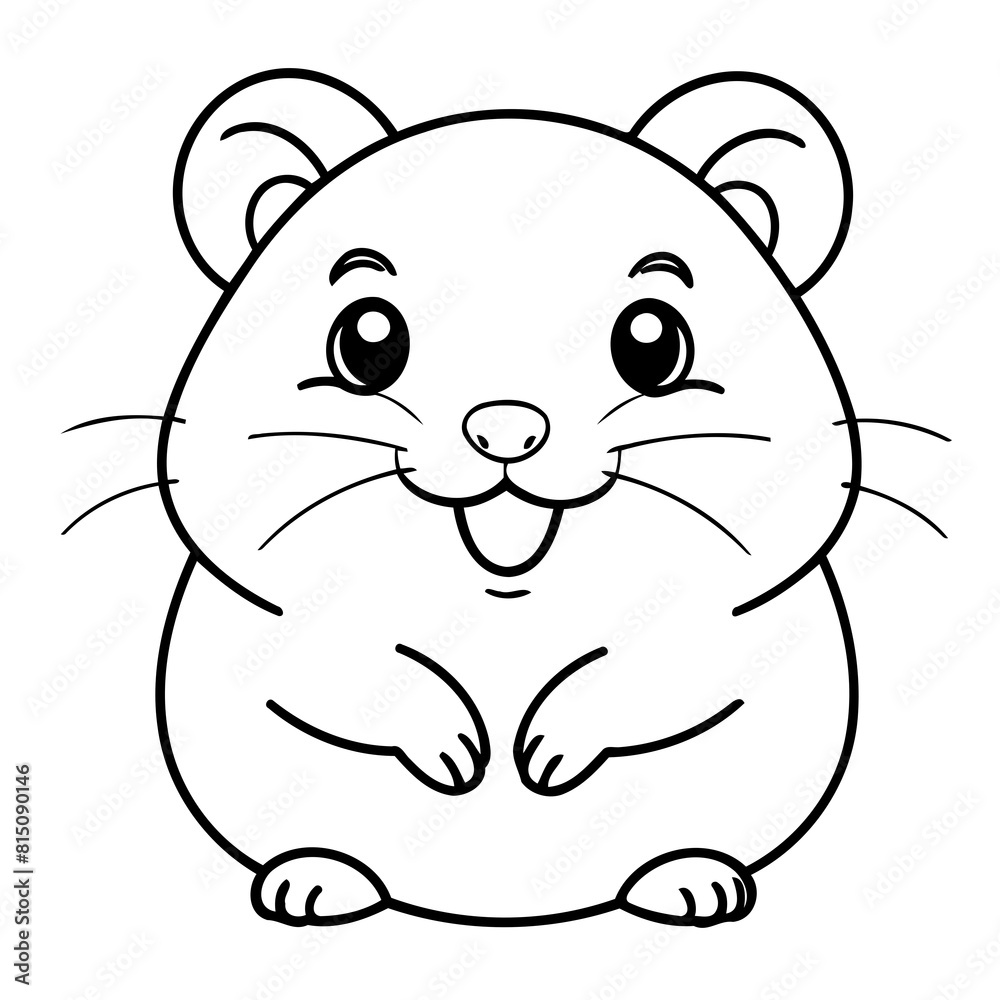 Simple vector illustration of Hamster for kids colouring worksheet Simple vector illustration of Hamster for kids colouring worksheet