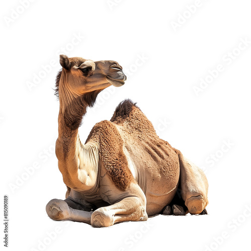 A camel is seated on a plain Png background, a animal Camel sitting on transparent background